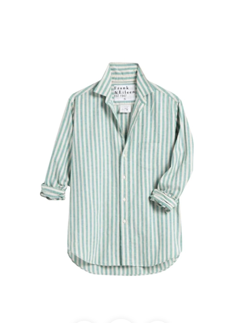 Frank & Eileen ‘Eileen’ Relaxed Shirt in Green Sand Stripe, Size M